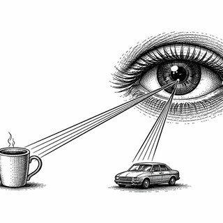 Right now, as your eyes skim these words, the letters are hitting your retina at a laughably tiny scale - a few millimeters of projected light, smaller than an ant. Yet you don't think the words are ant-sized. You know the screen is a screen, the tex